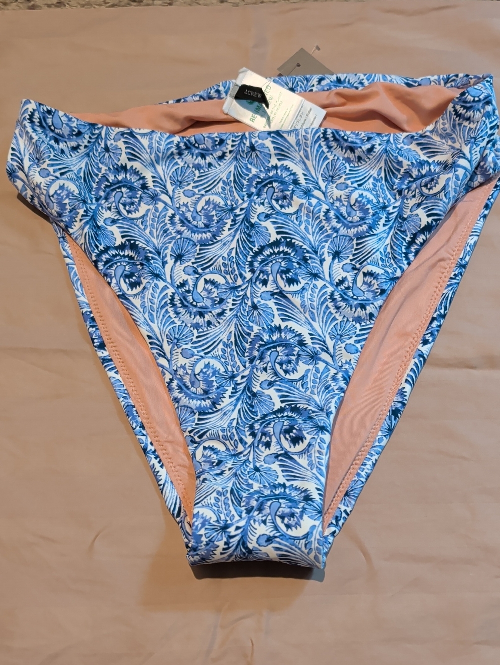 J. Crew Blue and White Floral-Print Bikini Bottoms